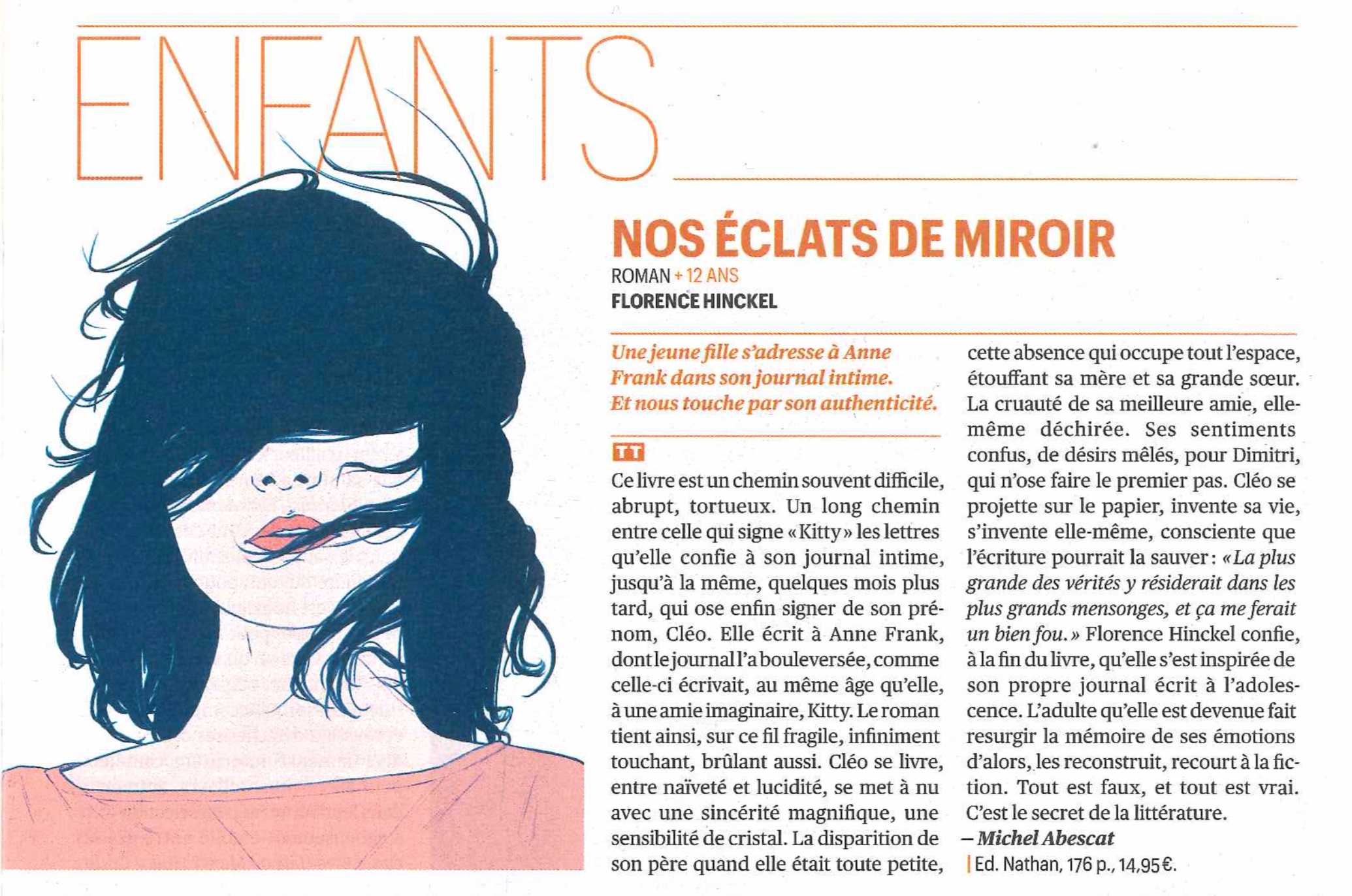 *Nos éclats de miroir* dans Télérama et Le Monde des Ados