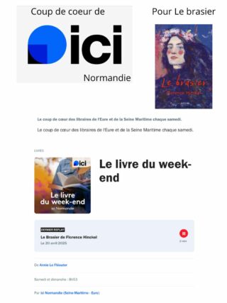 Le brasier coup de coeur de Ici (Le livre du week-end)